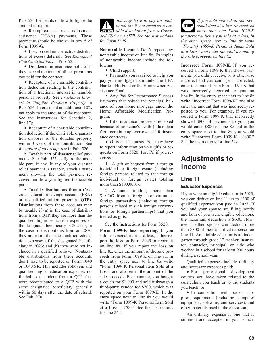 Instructions for IRS Form 1040, 1040-SR U.S. Individual Income Tax Return, Page 89