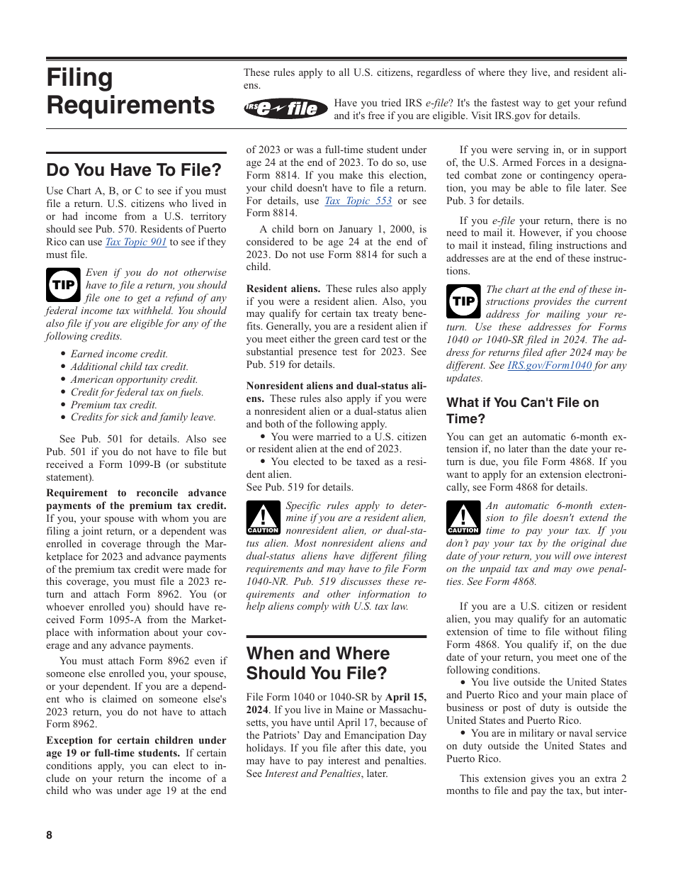 Instructions for IRS Form 1040, 1040-SR U.S. Individual Income Tax Return, Page 8