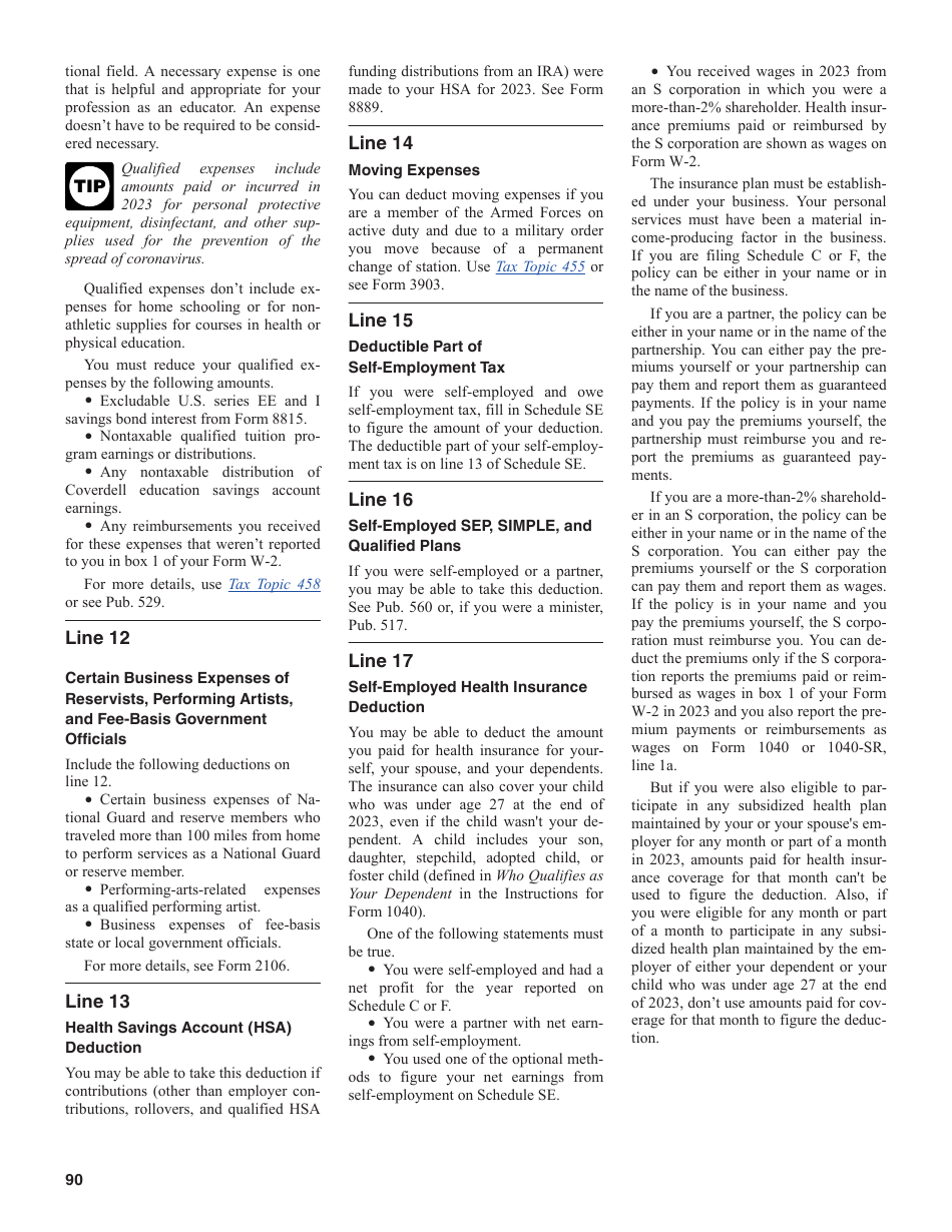 Instructions for IRS Form 1040, 1040-SR U.S. Individual Income Tax Return, Page 90