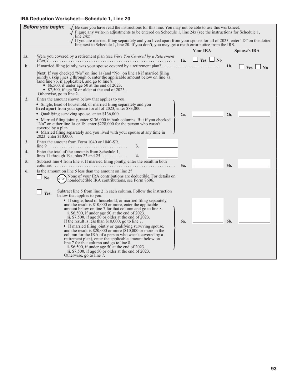 Instructions for IRS Form 1040, 1040-SR U.S. Individual Income Tax Return, Page 93