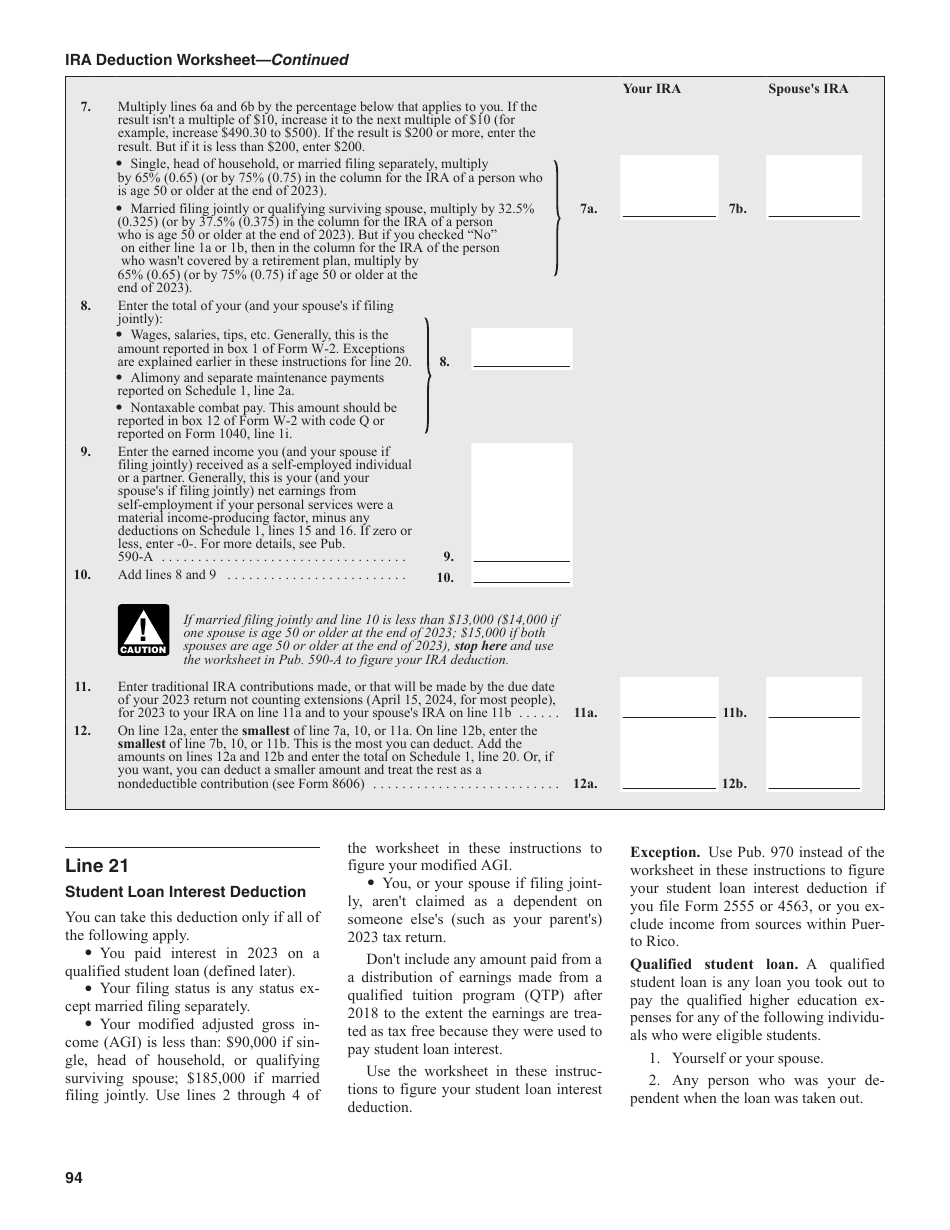 Instructions for IRS Form 1040, 1040-SR U.S. Individual Income Tax Return, Page 94