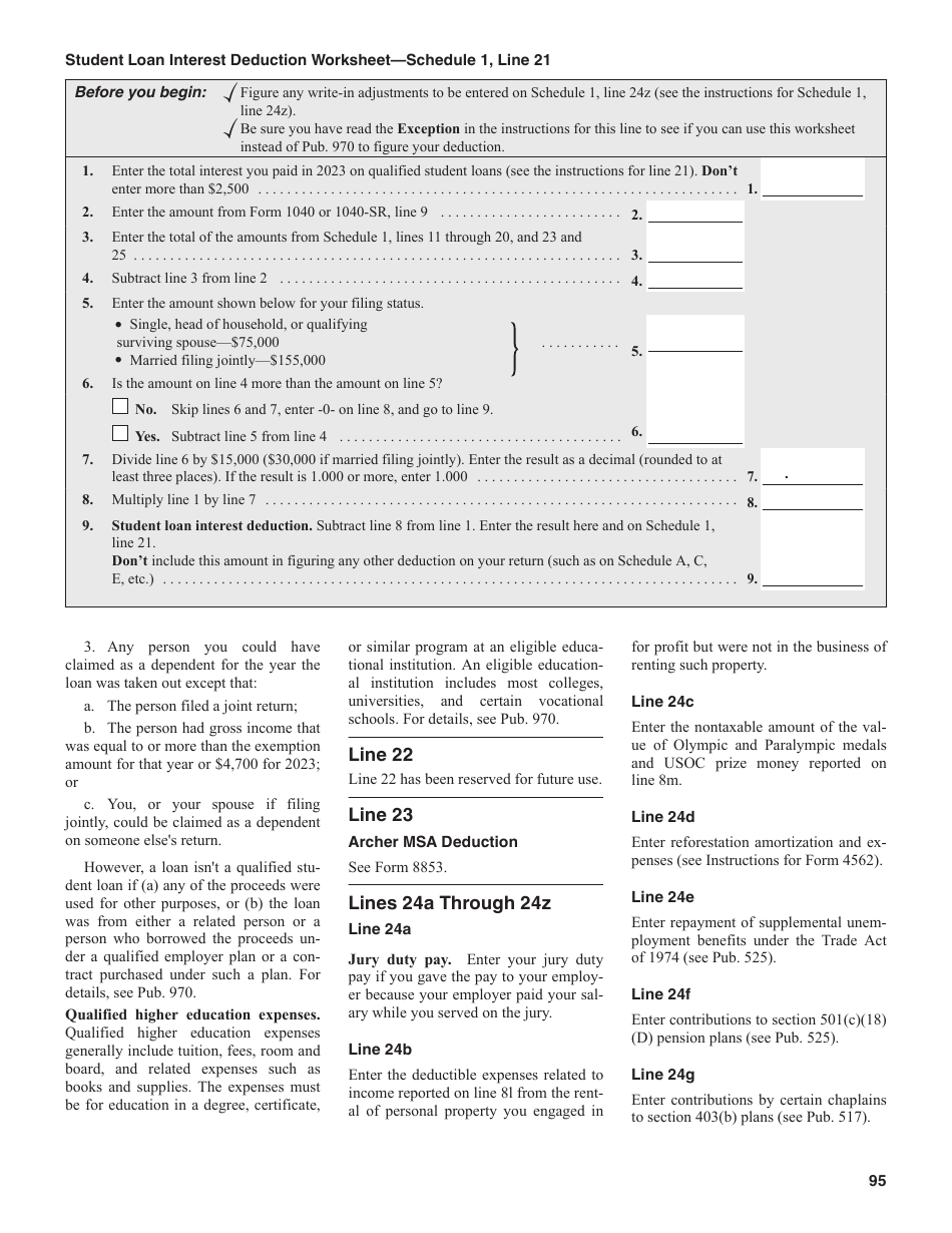 Instructions for IRS Form 1040, 1040-SR U.S. Individual Income Tax Return, Page 95