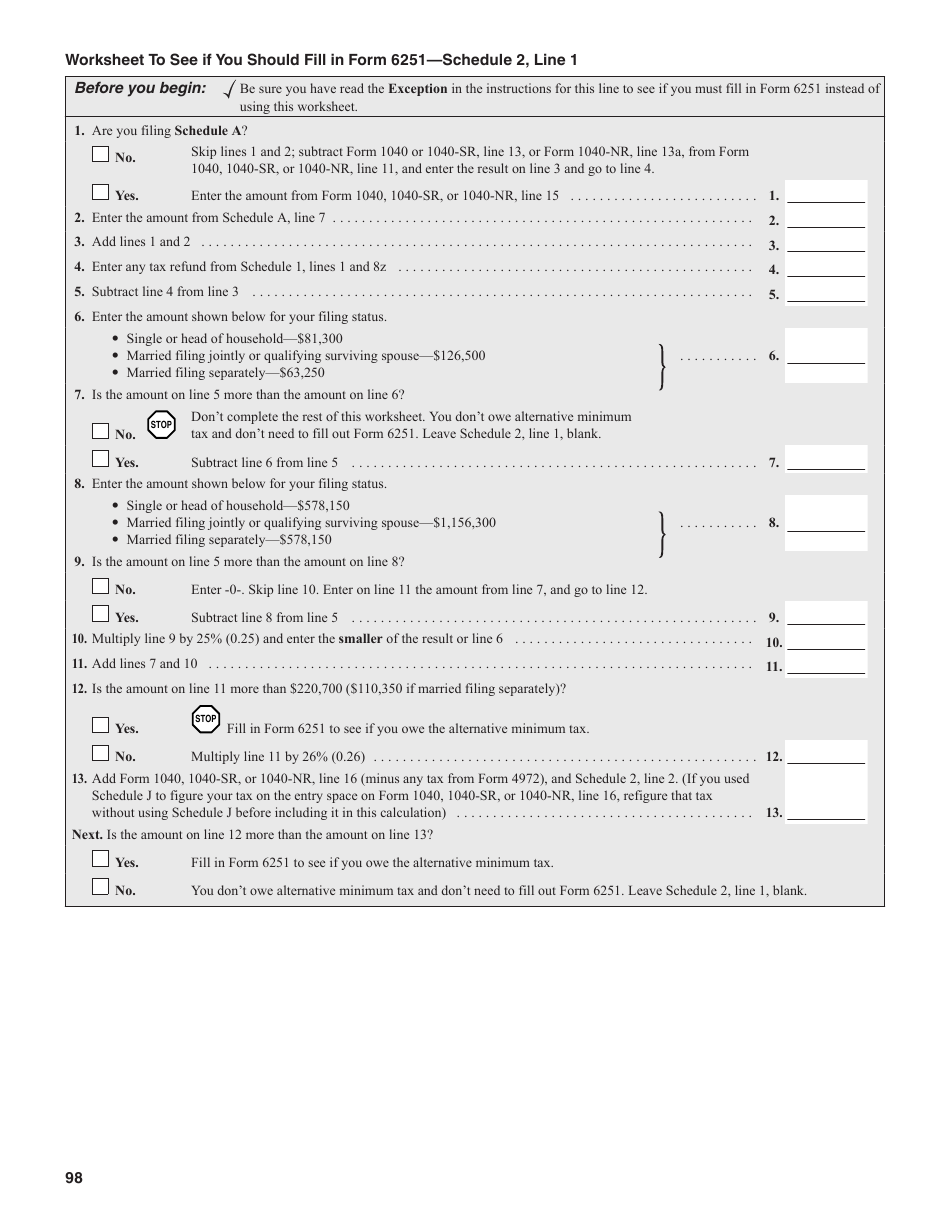 Instructions for IRS Form 1040, 1040-SR U.S. Individual Income Tax Return, Page 98