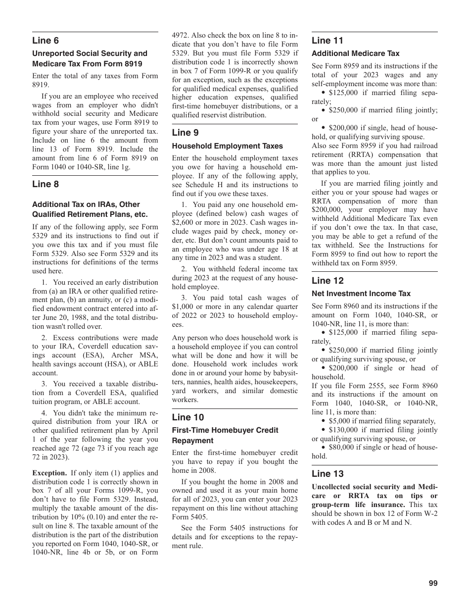 Instructions for IRS Form 1040, 1040-SR U.S. Individual Income Tax Return, Page 99