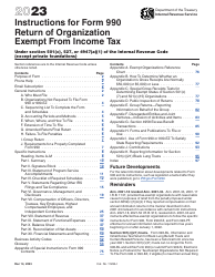 Document preview: Instructions for IRS Form 990 Return of Organization Exempt From Income Tax, 2023