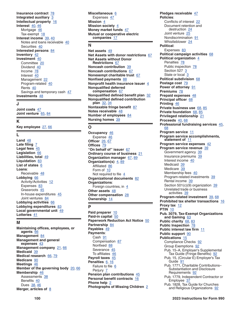 Instructions for IRS Form 990 Return of Organization Exempt From Income Tax, Page 100