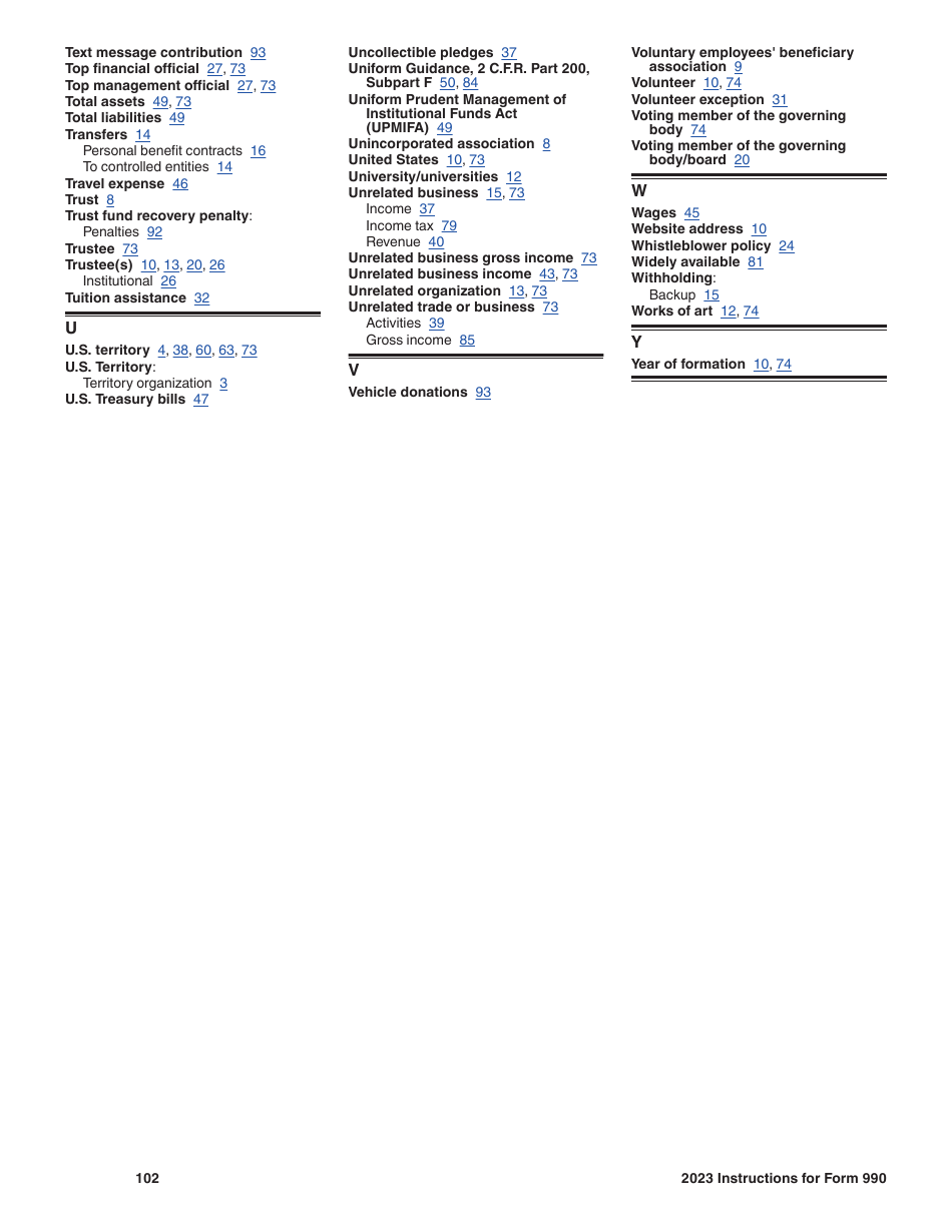 Instructions for IRS Form 990 Return of Organization Exempt From Income Tax, Page 102