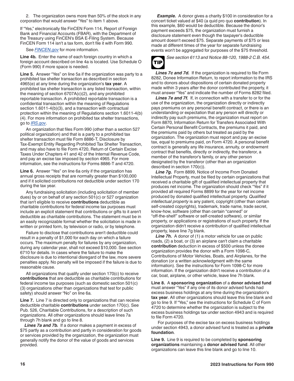 Instructions for IRS Form 990 Return of Organization Exempt From Income Tax, Page 16