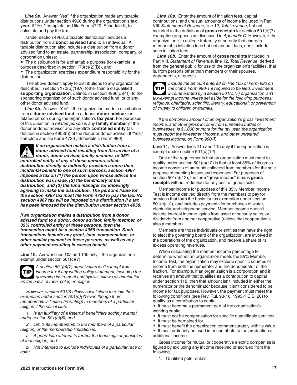 Instructions for IRS Form 990 Return of Organization Exempt From Income Tax, Page 17