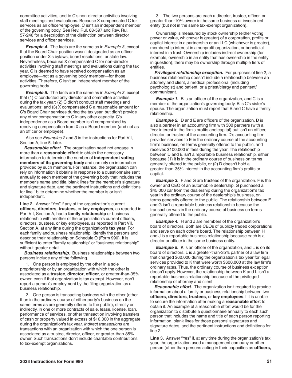 Instructions for IRS Form 990 Return of Organization Exempt From Income Tax, Page 21