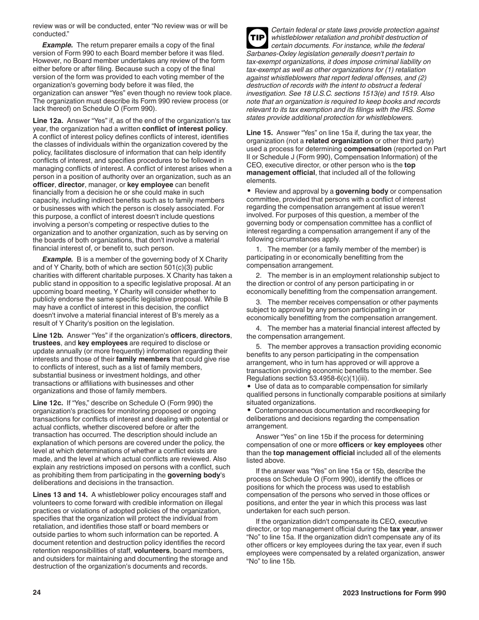 Instructions for IRS Form 990 Return of Organization Exempt From Income Tax, Page 24