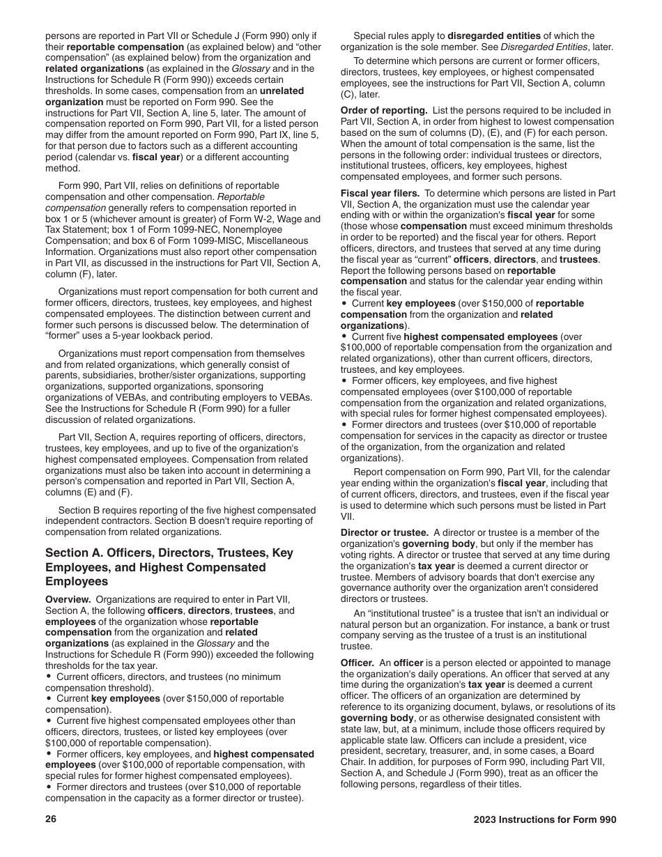 Instructions for IRS Form 990 Return of Organization Exempt From Income Tax, Page 26