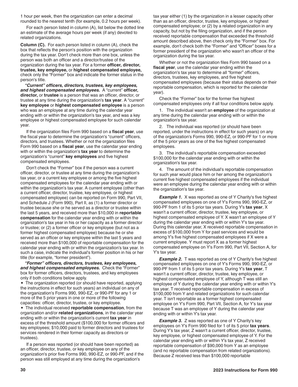 Instructions for IRS Form 990 Return of Organization Exempt From Income Tax, Page 30