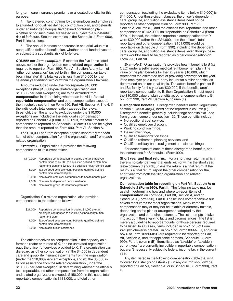 Instructions for IRS Form 990 Return of Organization Exempt From Income Tax, Page 32