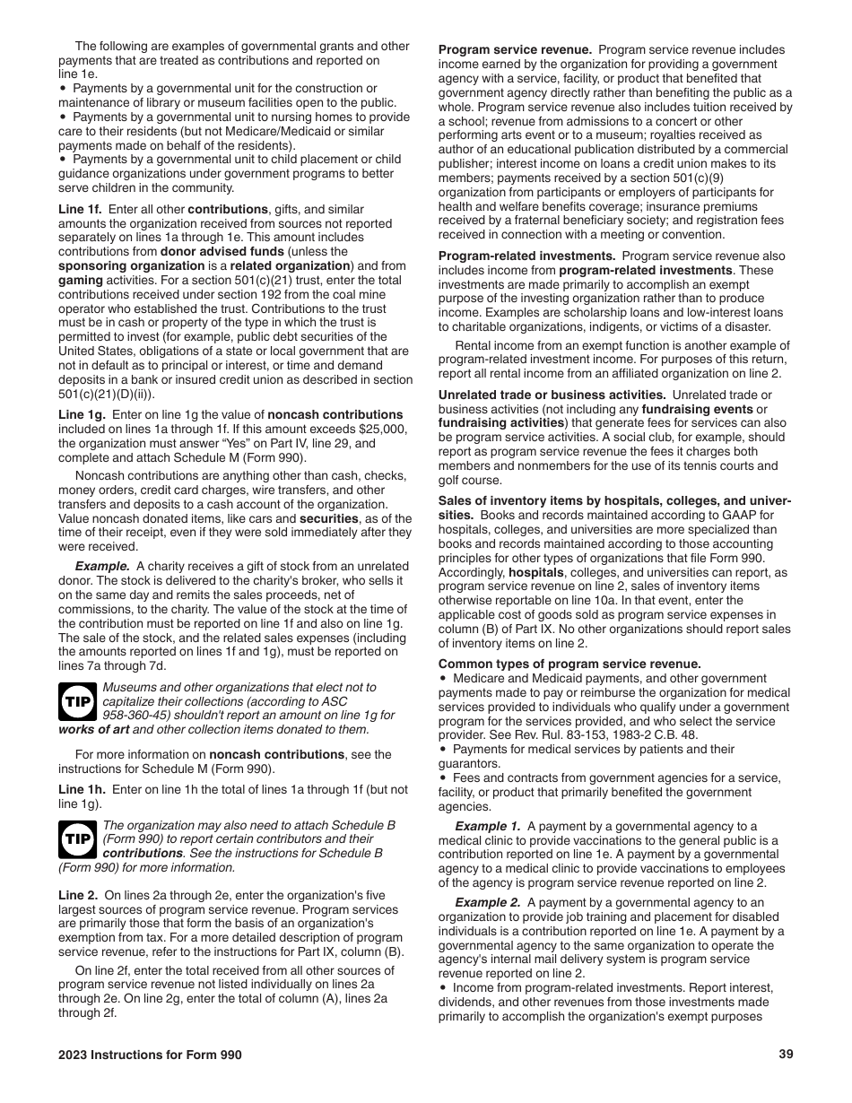 Instructions for IRS Form 990 Return of Organization Exempt From Income Tax, Page 39