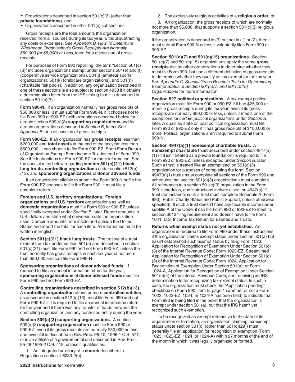 Instructions for IRS Form 990 Return of Organization Exempt From Income Tax, Page 3