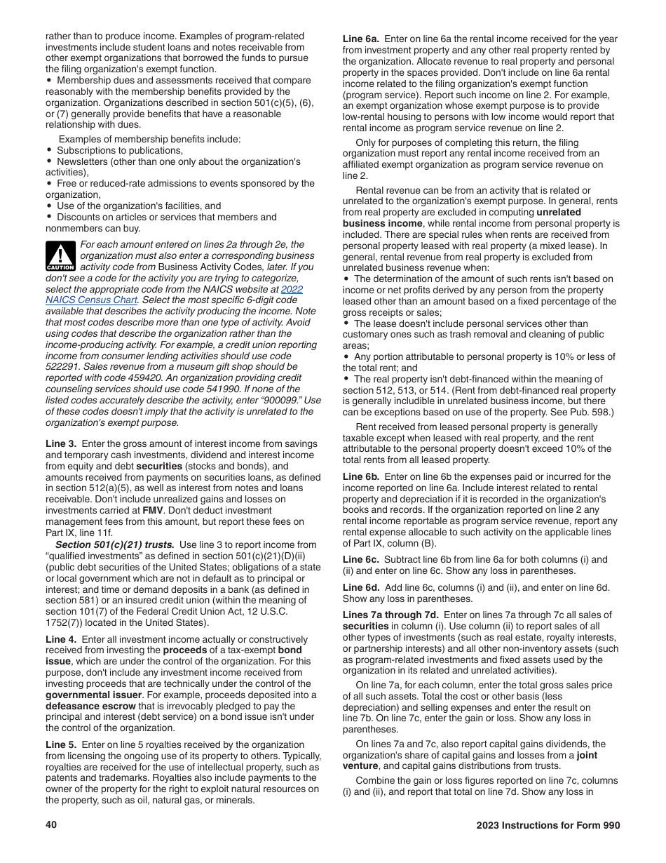 Instructions for IRS Form 990 Return of Organization Exempt From Income Tax, Page 40
