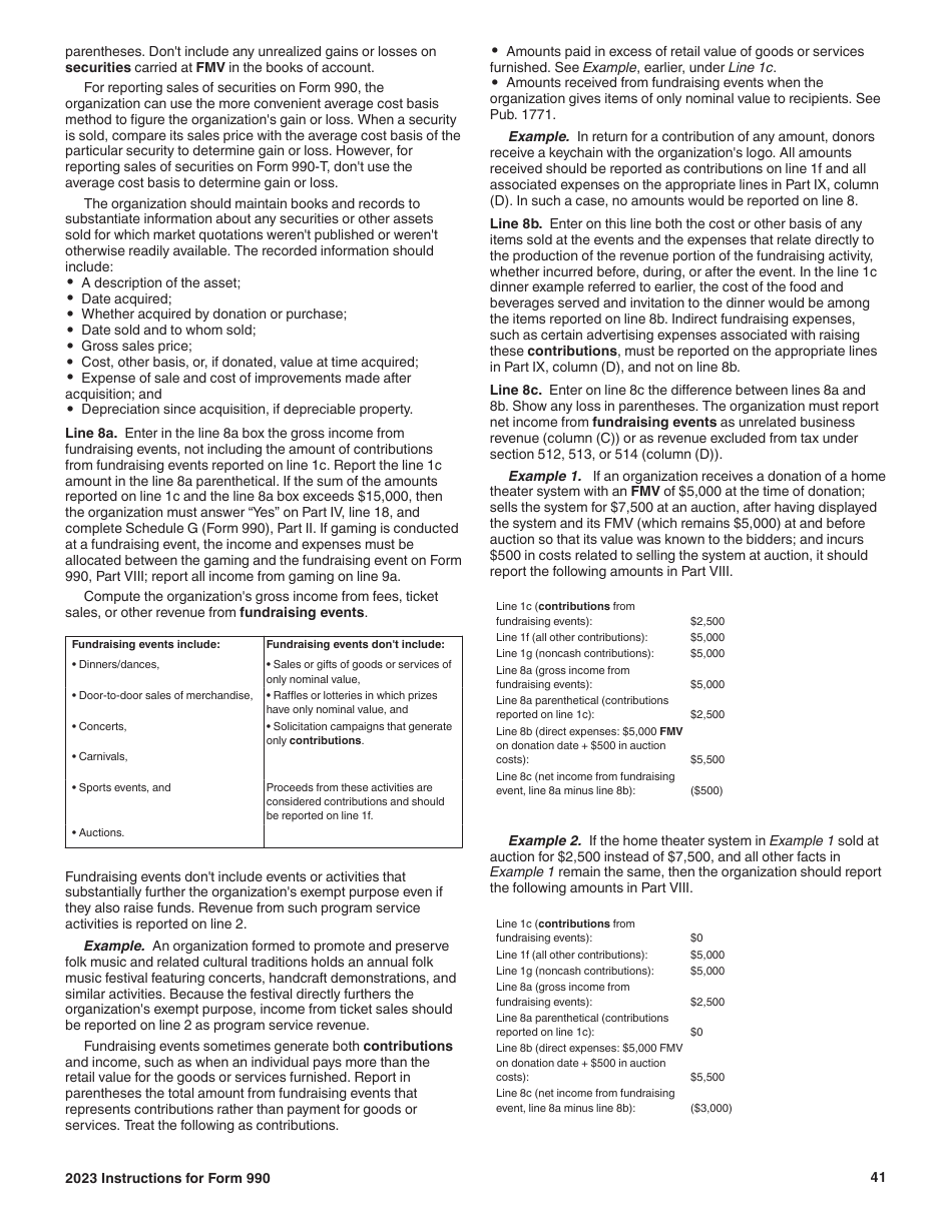 Instructions for IRS Form 990 Return of Organization Exempt From Income Tax, Page 41