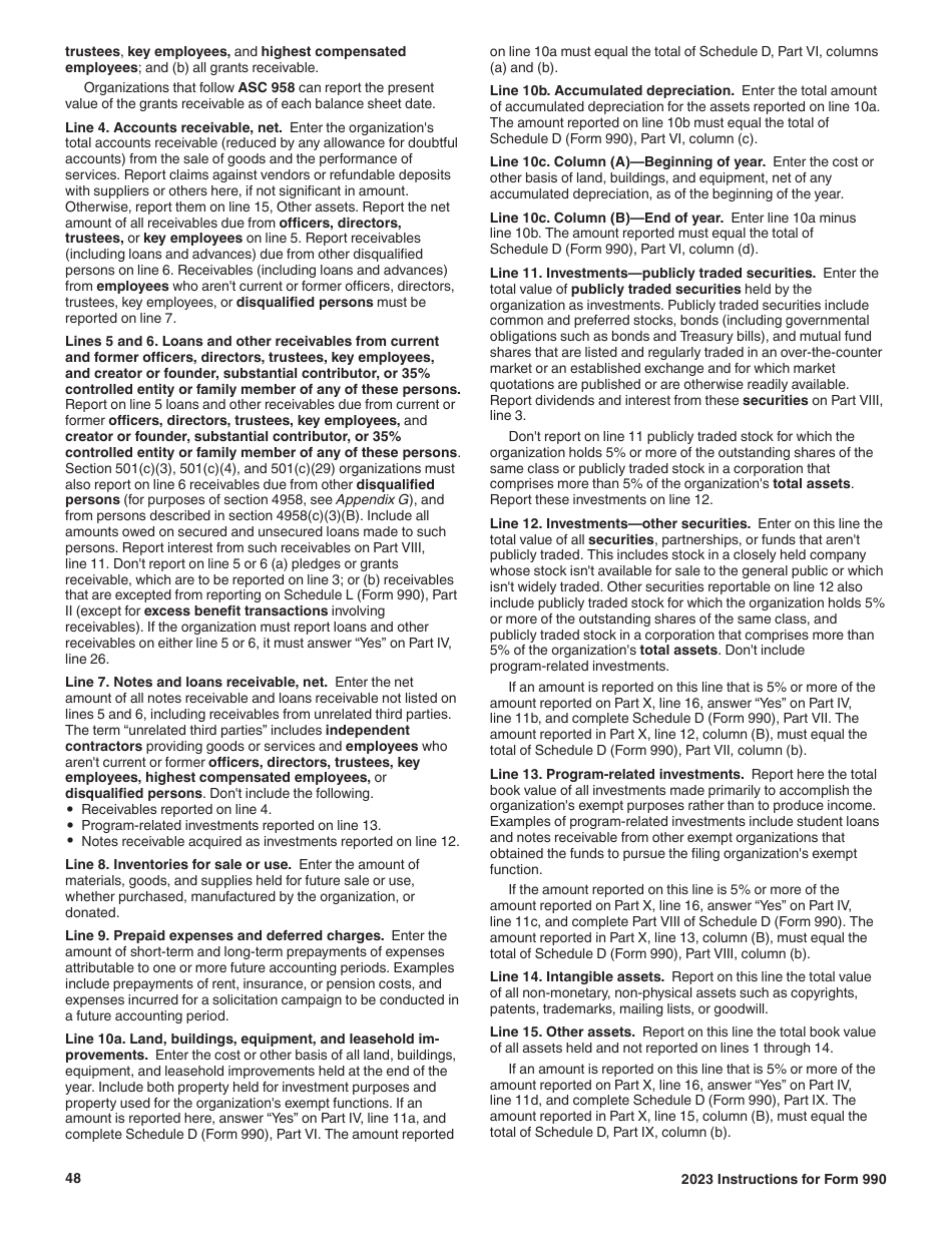 Instructions for IRS Form 990 Return of Organization Exempt From Income Tax, Page 48