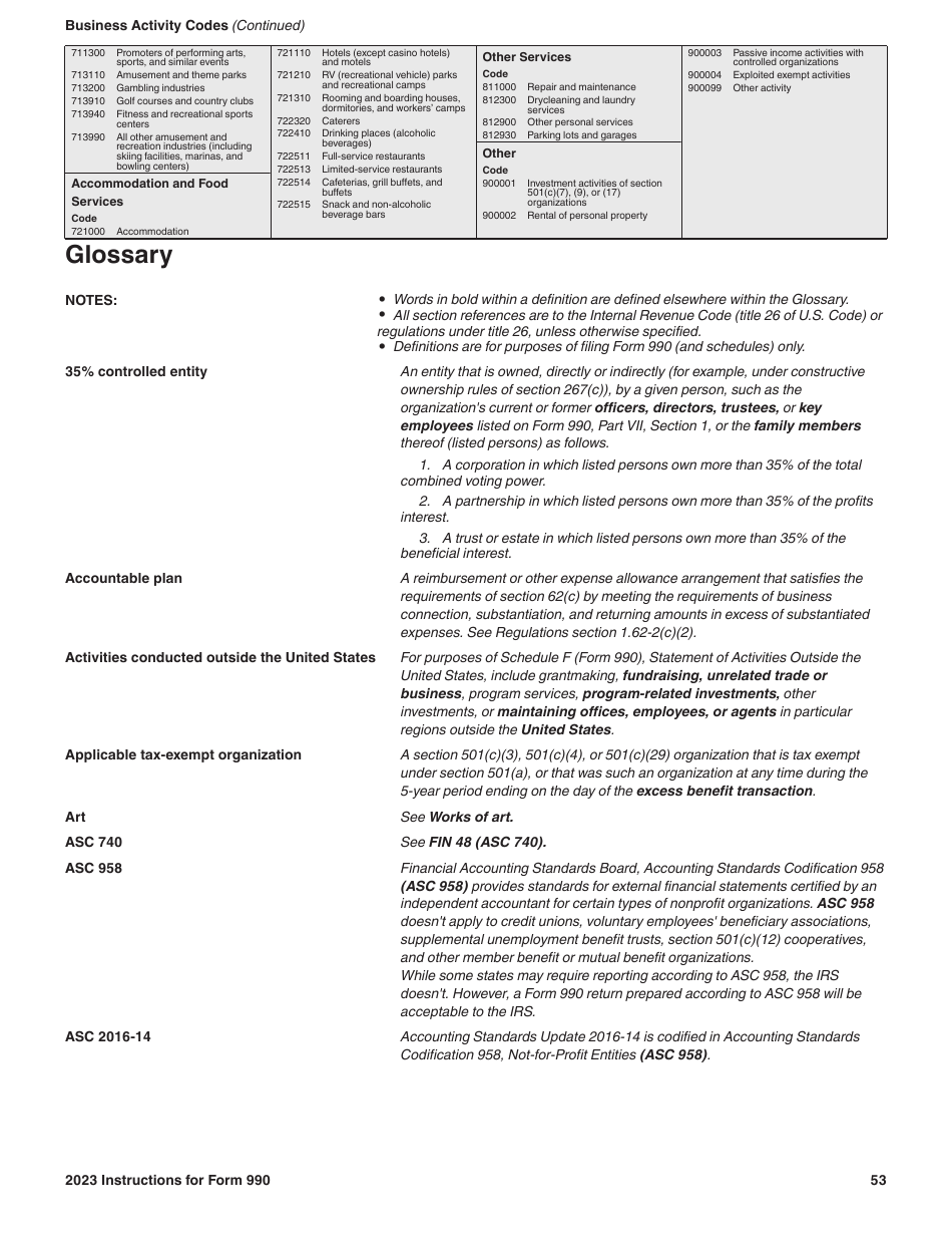 Instructions for IRS Form 990 Return of Organization Exempt From Income Tax, Page 53