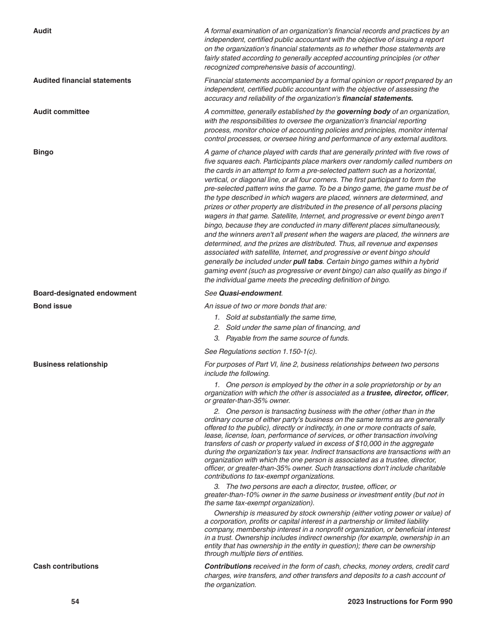 Instructions for IRS Form 990 Return of Organization Exempt From Income Tax, Page 54