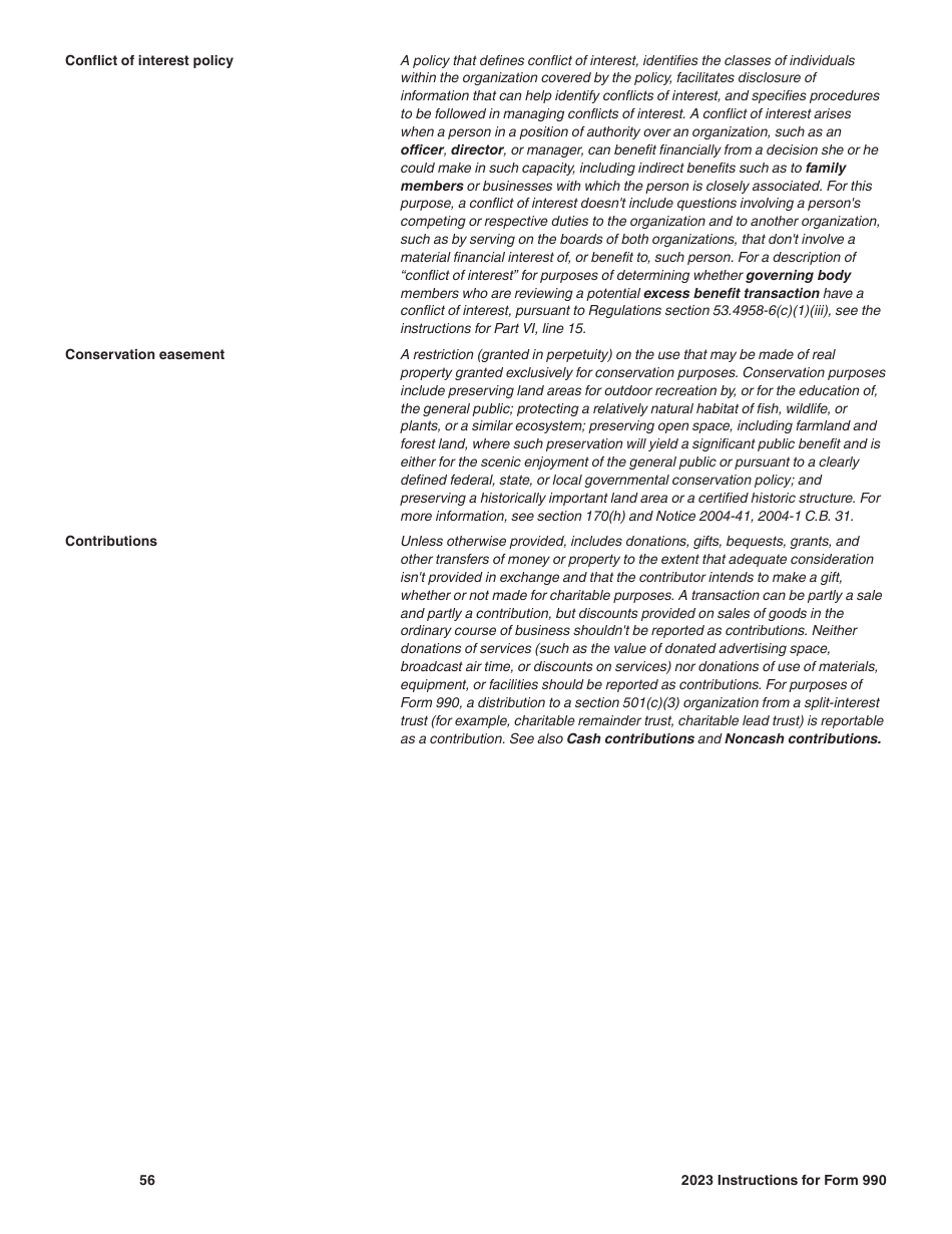 Instructions for IRS Form 990 Return of Organization Exempt From Income Tax, Page 56