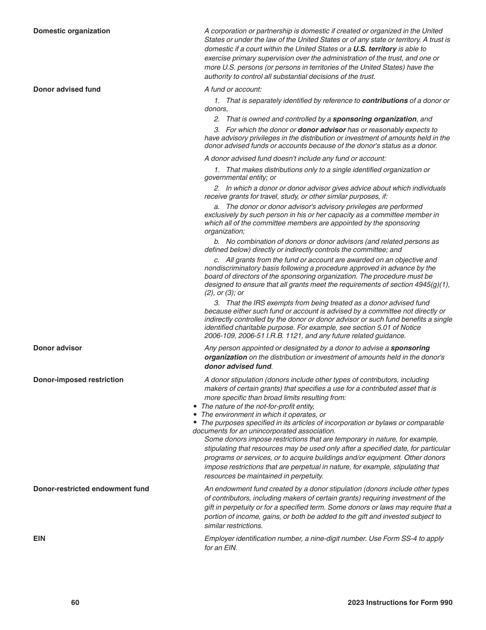 Instructions for IRS Form 990 Return of Organization Exempt From Income Tax, Page 60