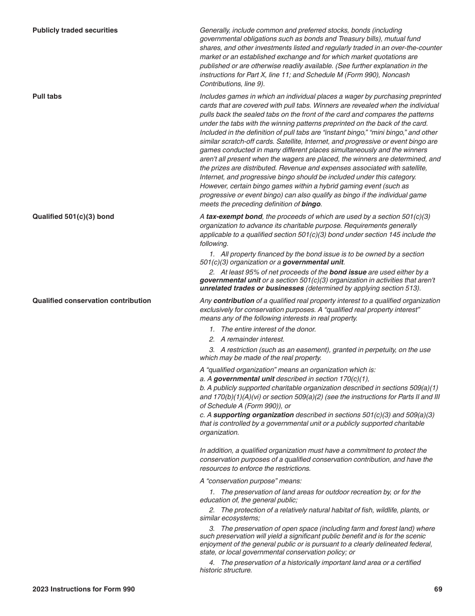 Instructions for IRS Form 990 Return of Organization Exempt From Income Tax, Page 69