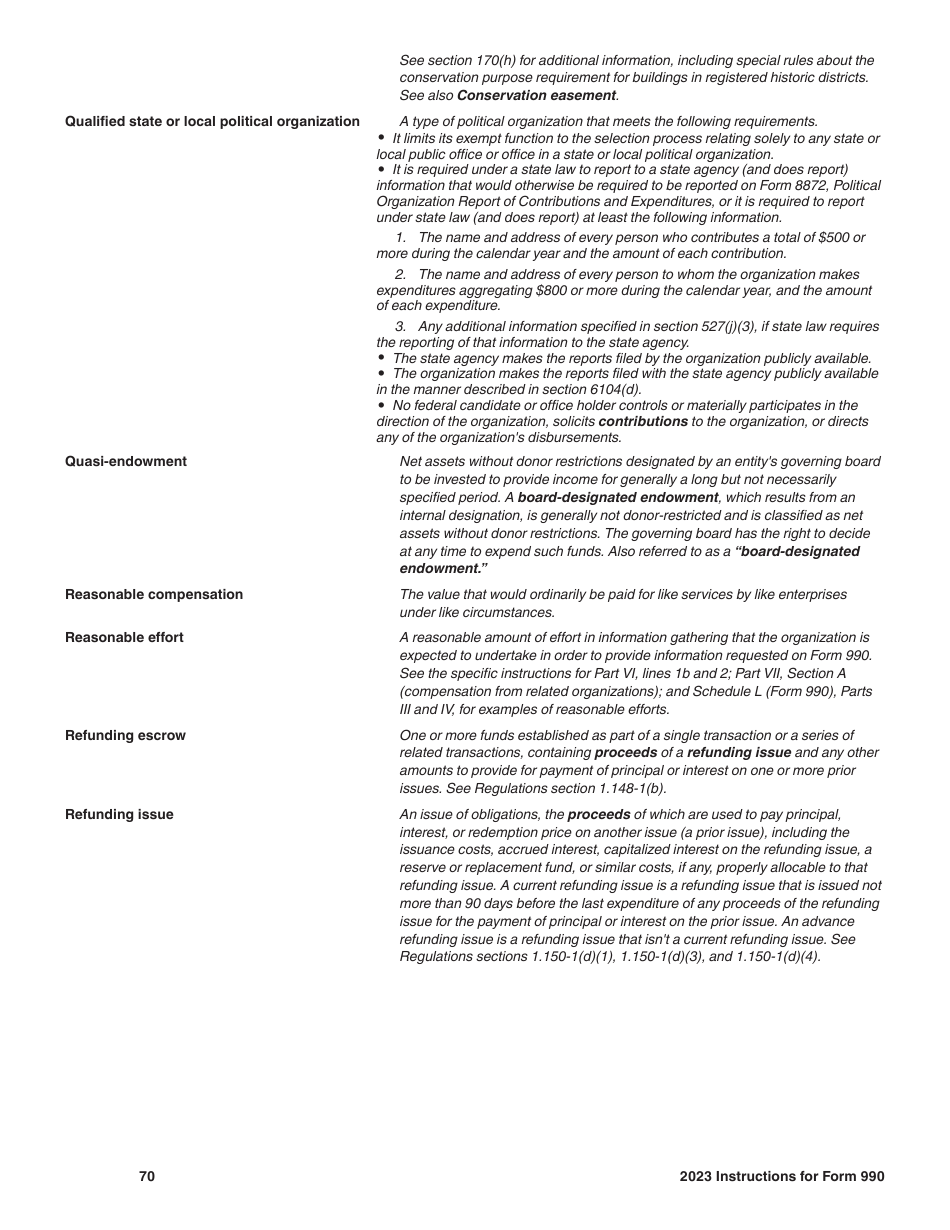Instructions for IRS Form 990 Return of Organization Exempt From Income Tax, Page 70