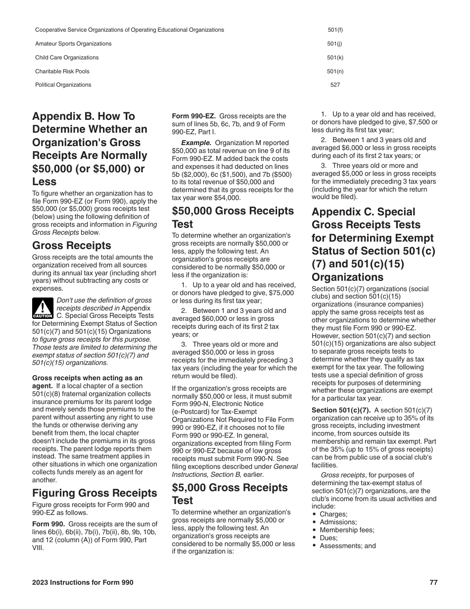 Instructions for IRS Form 990 Return of Organization Exempt From Income Tax, Page 77