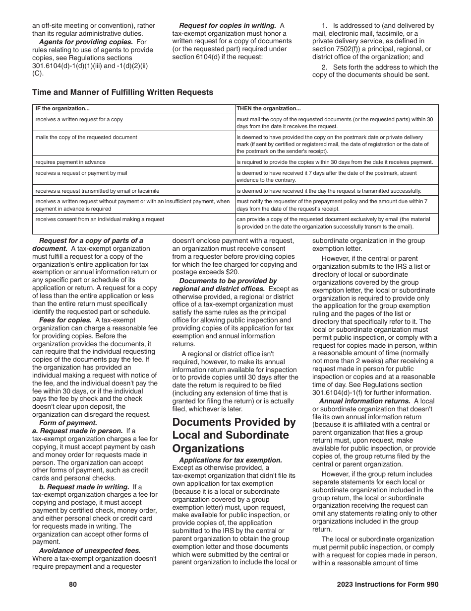 Instructions for IRS Form 990 Return of Organization Exempt From Income Tax, Page 80