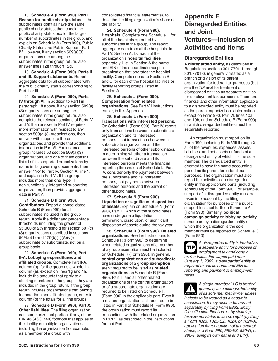 Instructions for IRS Form 990 Return of Organization Exempt From Income Tax, Page 83