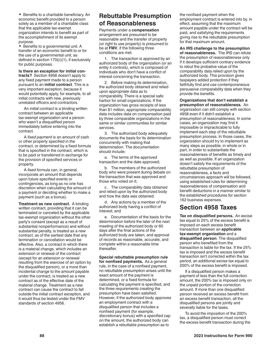 Instructions for IRS Form 990 Return of Organization Exempt From Income Tax, Page 88