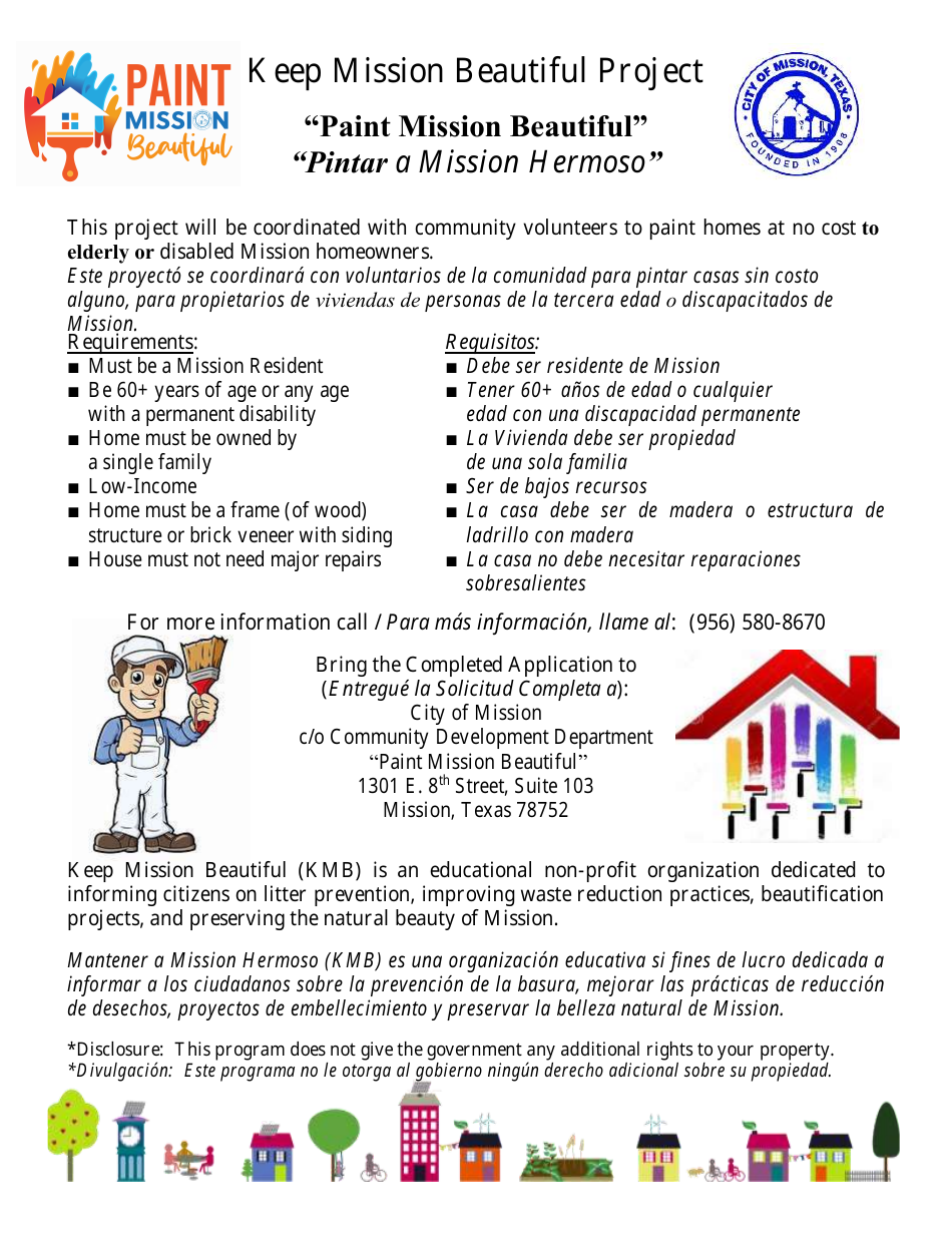 Paint Mission Beautiful Application - City of Mission, Texas (English / Spanish), Page 1