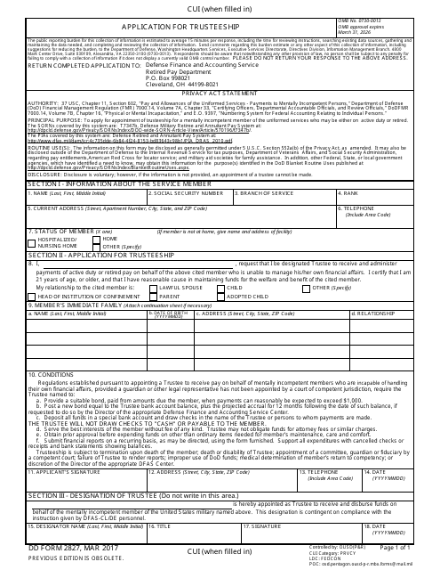DD Form 2827 Application for Trusteeship