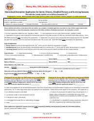 Document preview: Form DTE105A Homestead Exemption Application for Senior Citizens, Disabled Persons and Surviving Spouses - Butler County, Ohio, 2024