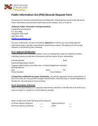Public Information Act (Pia) Records Request Form - Maryland