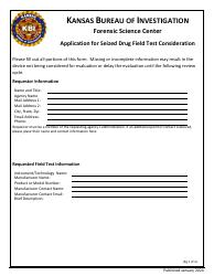 Document preview: Application for Seized Drug Field Test Consideration - Kansas