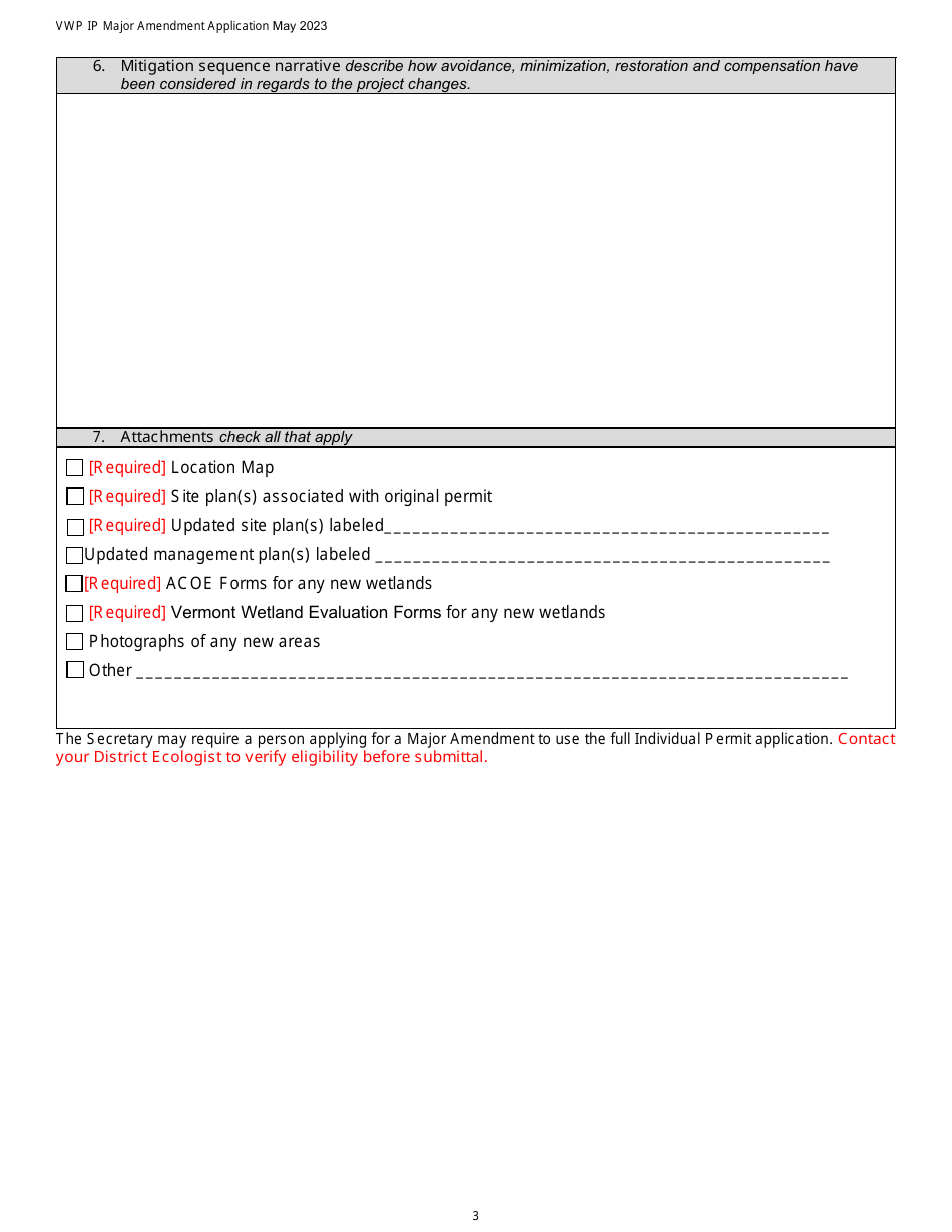 Major Amendment Application - Vermont Wetlands Program - Vermont, Page 3