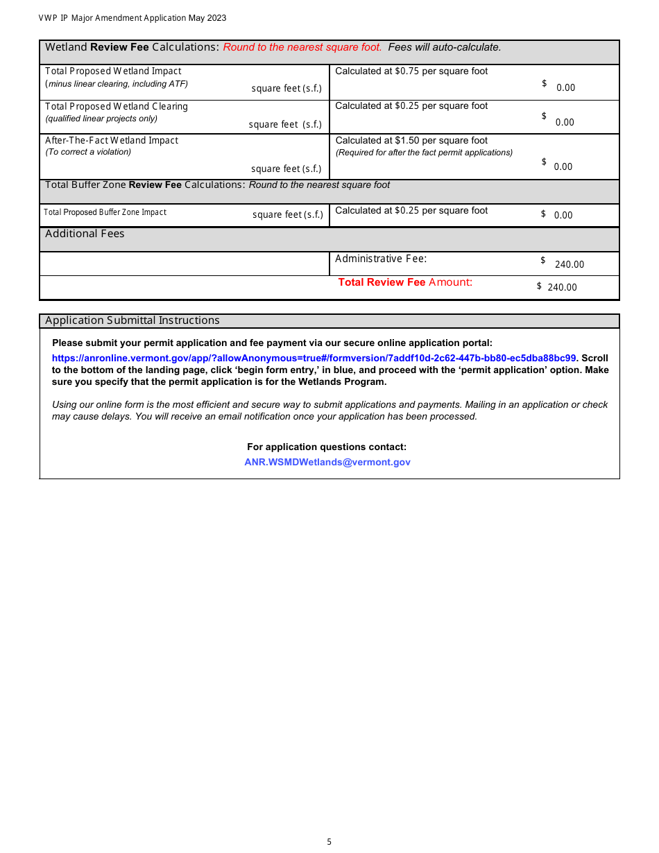 Major Amendment Application - Vermont Wetlands Program - Vermont, Page 5
