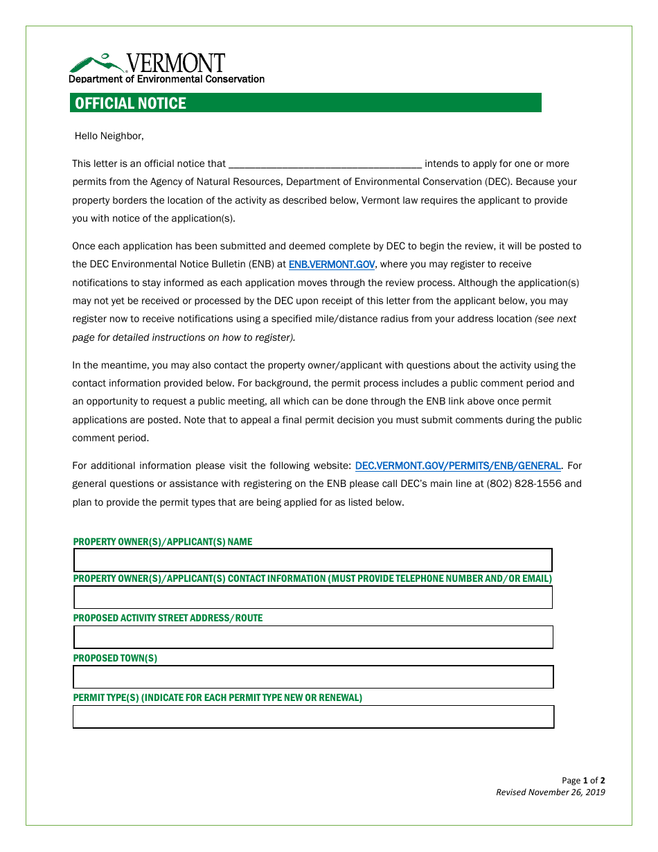 Major Amendment Application - Vermont Wetlands Program - Vermont, Page 7
