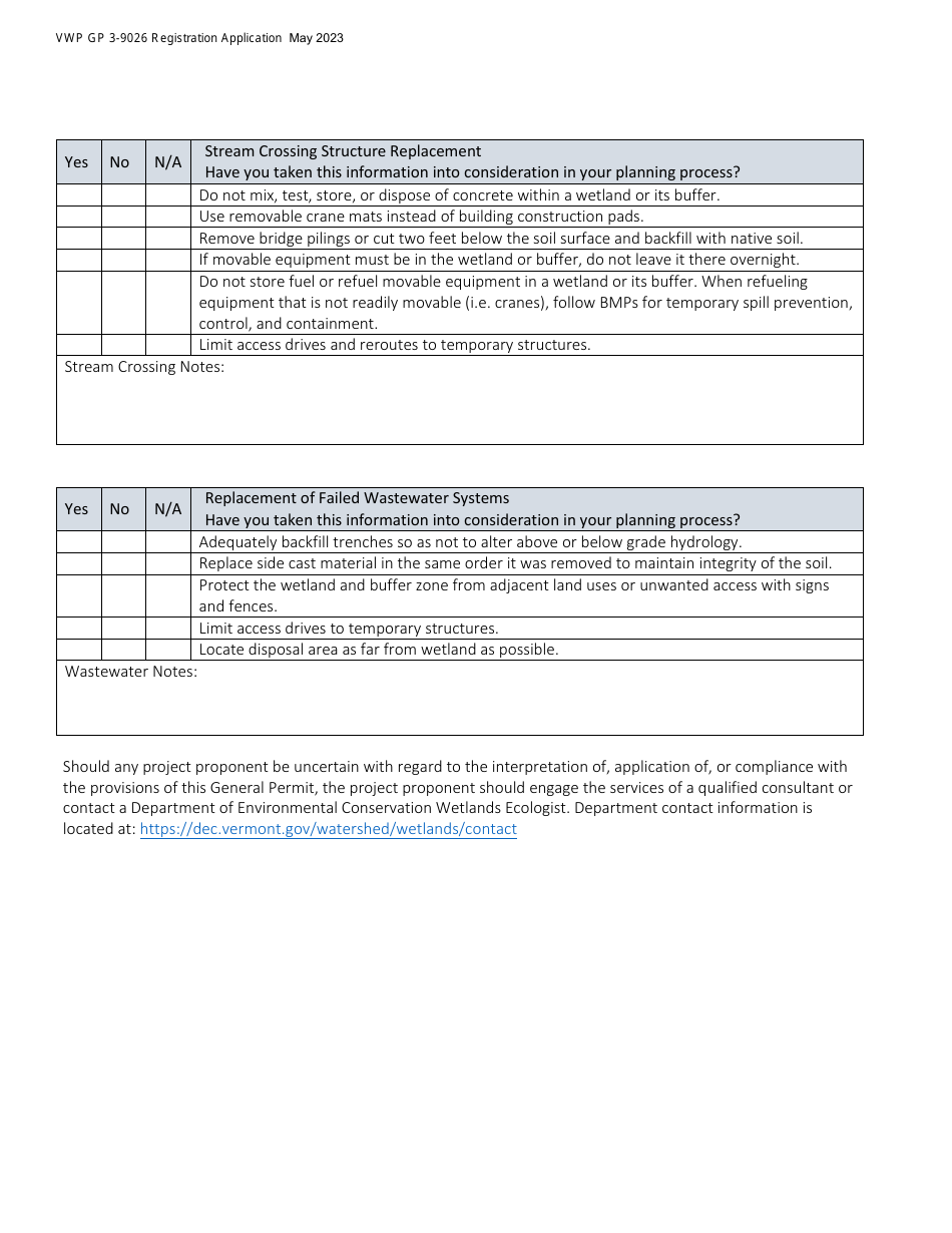 Wetlands General Permit 3-9026 Registration: Stormwater Retrofits, Replacement of Failed Wastewater Systems and Replacement of Stream Crossing Structures for Public Safety, Aop, and Flood Resiliency Improvements - Vermont, Page 5