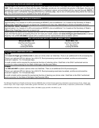 Form DCH-0569-MX-AUTH Application for Apostilled/Authenticated Copy - Michigan Marriage Record - Michigan, Page 2