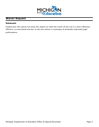 Initial Administrative Rule Waiver Application for School Social Worker (Ssw) Requirement Under Rule 340.1799f - Michigan, Page 2