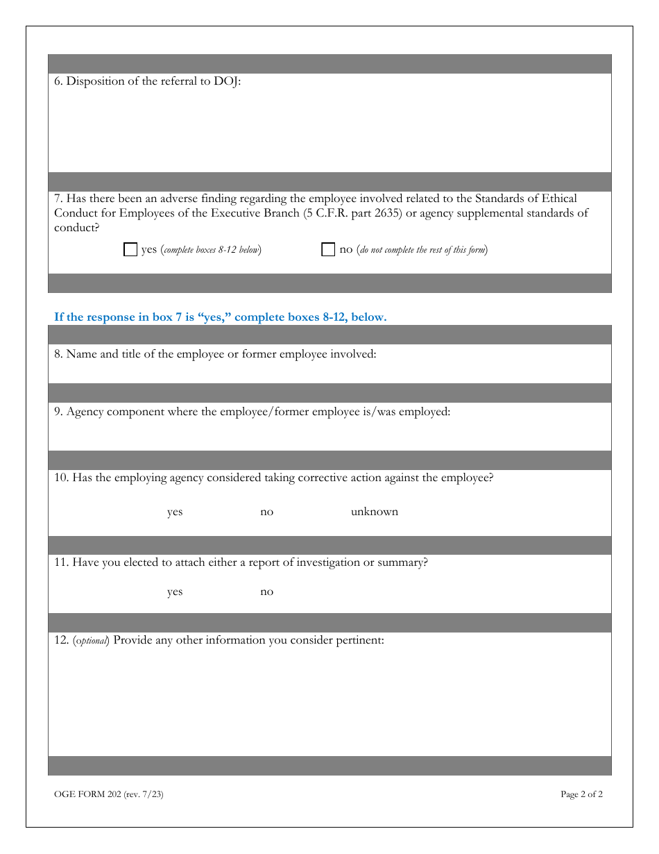 OGE Form 202 Notification of Conflict of Interest Referral, Page 3