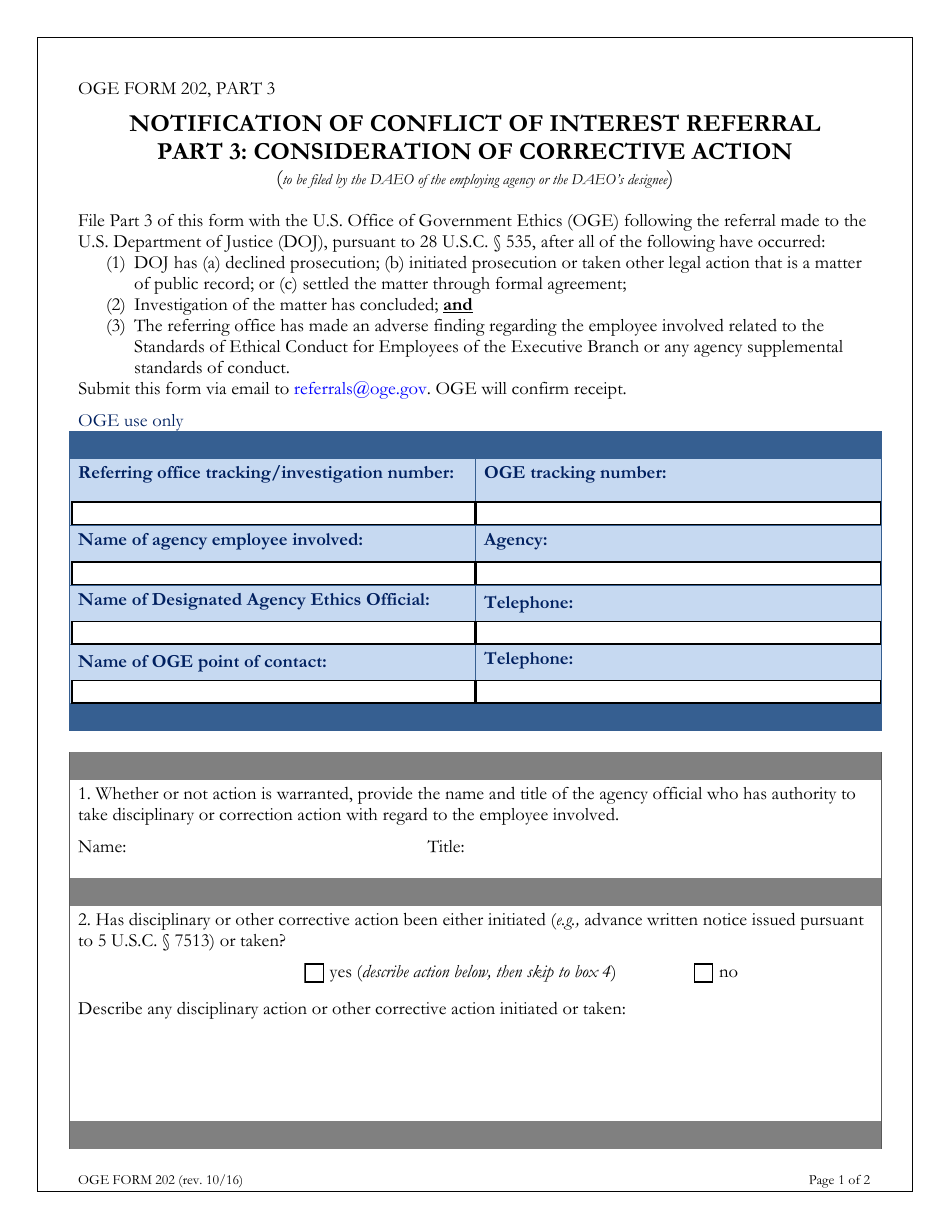 OGE Form 202 Notification of Conflict of Interest Referral, Page 4