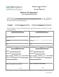Document preview: Power of Attorney (For Vehicle/Motorboat Only) - Nebraska