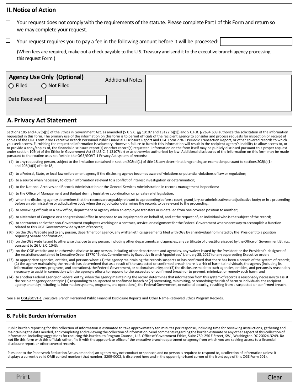 OGE Form 201 Request an Individuals Ethics Documents, Page 4