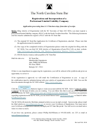 Application for Certificate of Registration for a Professional Limited Liability Company - North Carolina
