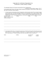 Application for Certificate of Registration for a Professional Limited Liability Company - North Carolina, Page 2